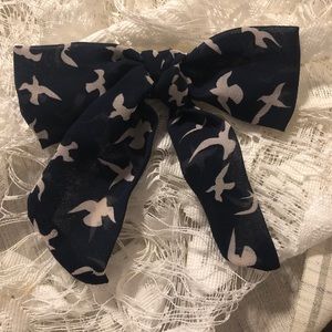 Cottagecore Sheer Navy Sailor pin and bow Seagulls Bird Pattern